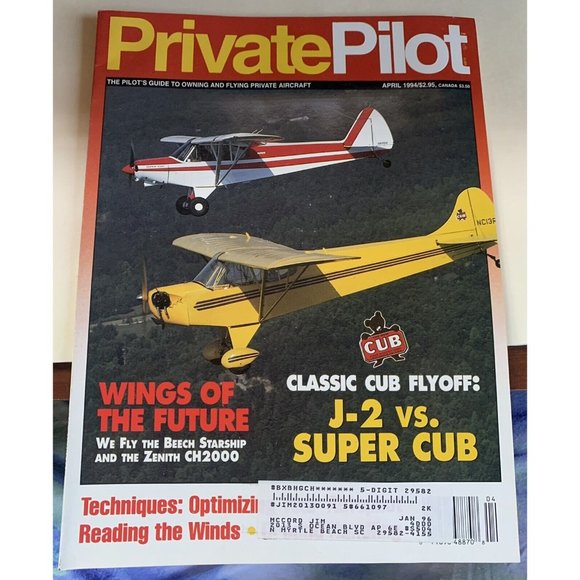 Private Pilot Aviation Magazine April 1994 J-2 Super Cub Beech Starship Zenith - Picture 1 of 5